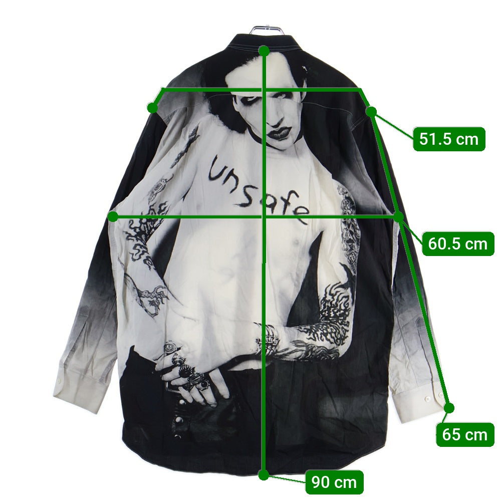 VETEMENTS(ヴェトモン) 18AW Marilyn Manson マリリンマンソン 総柄デザイン 長袖シャツ ブラック UAH19SH301