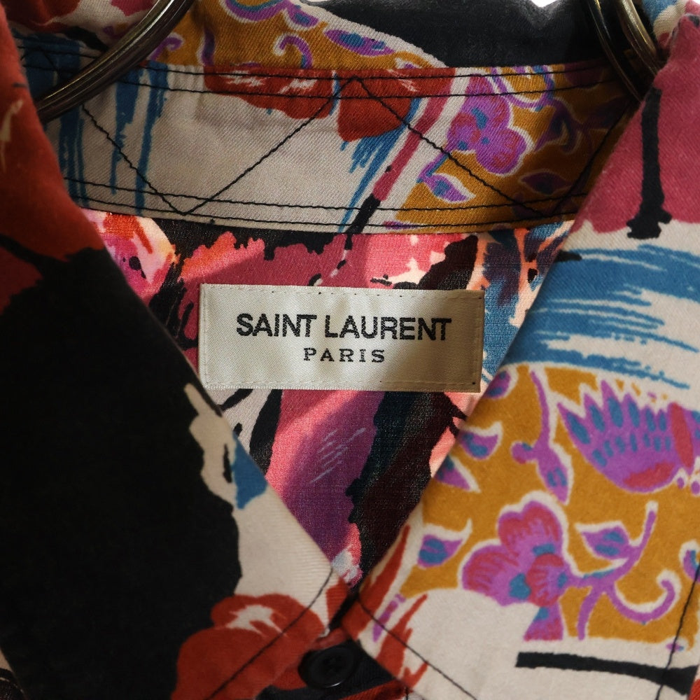 SAINT LAURENT PARIS(サンローランパリ) 21SS フラワー総柄 長袖シャツワンピース ロングシャツ マルチ 644066