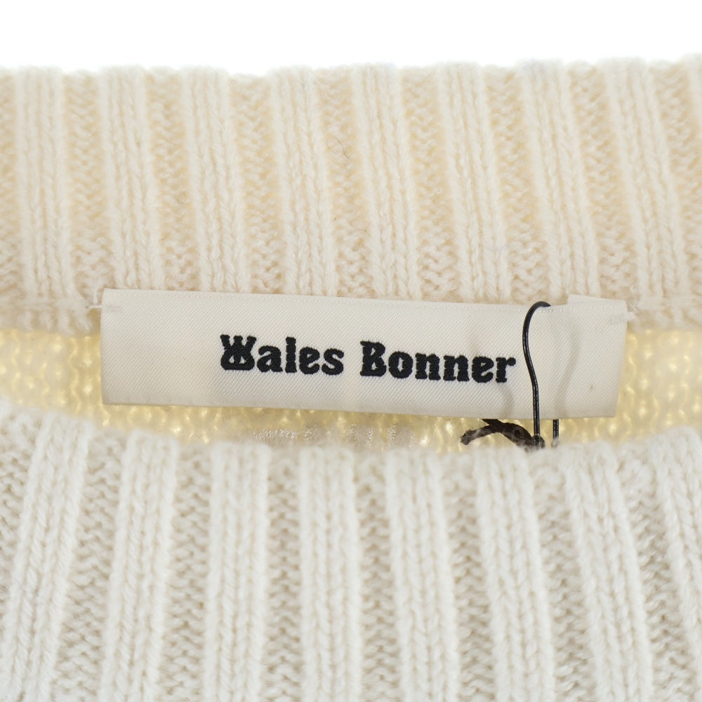 Wales Bonner(ウェールズ ボナー) 24AW MERINO WOOL KNIT メリノウールニット ブルー/ホワイトUA24KN21-WO09-1089