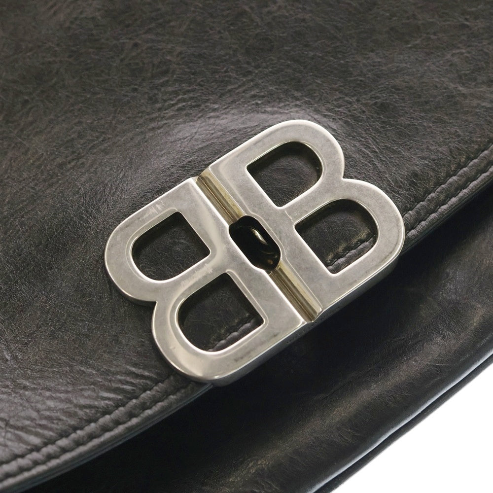BALENCIAGA(バレンシアガ) BB Soft Large Flap Bag BBロゴ レザー チェーンショルダーバッグ ブラック 748488