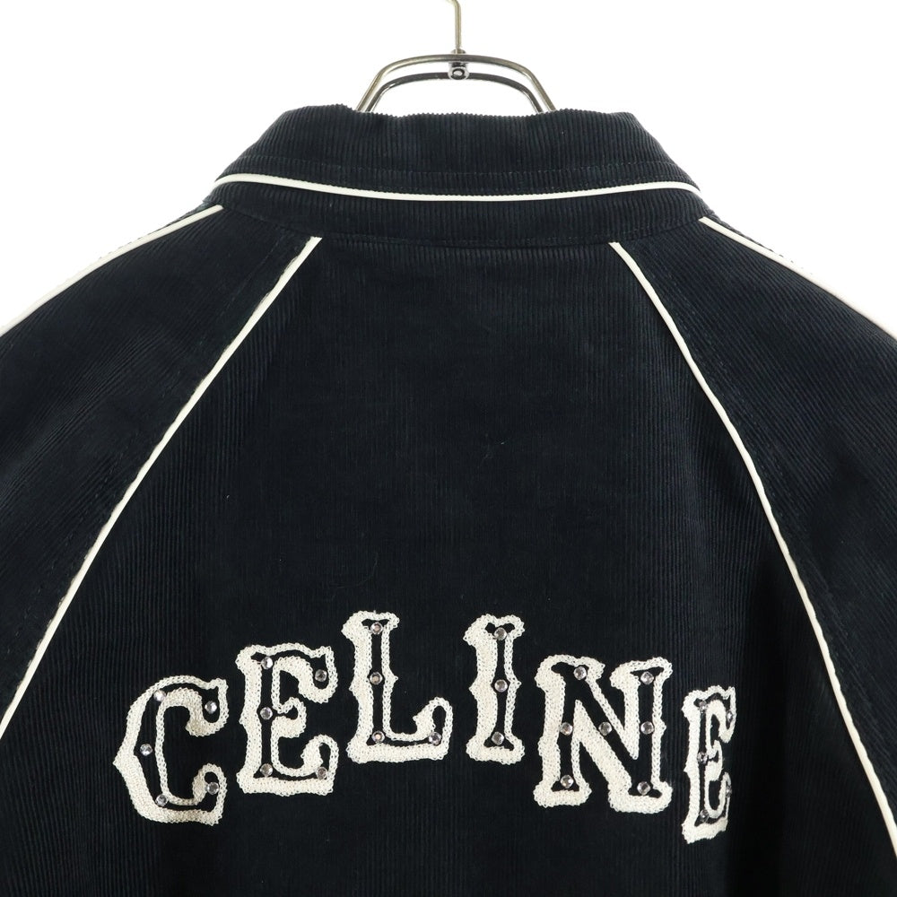 CELINE(セリーヌ) ラインストーン バックロゴ刺繍 ウエスタンテディジャケット ブラック Q773580W