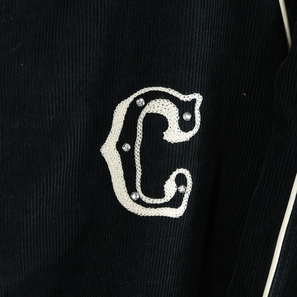 CELINE(セリーヌ) ラインストーン バックロゴ刺繍 ウエスタンテディジャケット ブラック Q773580W