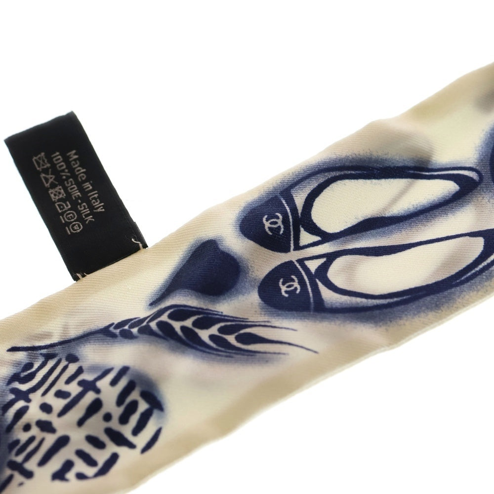 CHANEL(シャネル) アイコンモチーフ スカーフ ツイリー ホワイト/ブルー