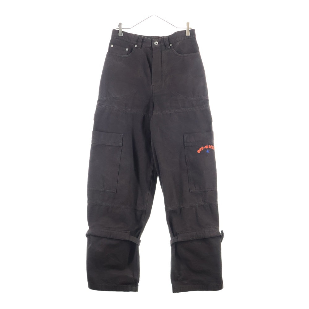 OFF-WHITE(オフホワイト) ロゴ エンブロイダリー ストレート レッグ ジーンズパンツ ブラウン OMCE04AS25FAB003