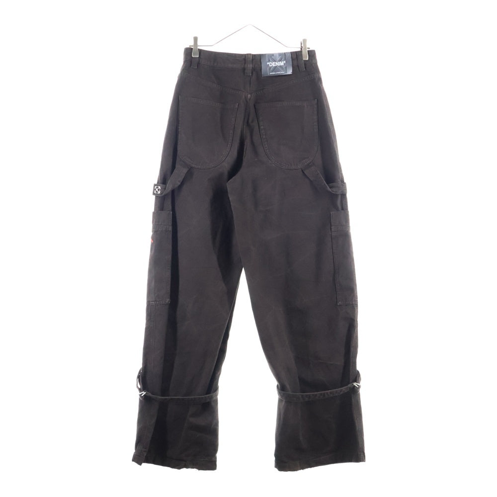 OFF-WHITE(オフホワイト) ロゴ エンブロイダリー ストレート レッグ ジーンズパンツ ブラウン OMCE04AS25FAB003