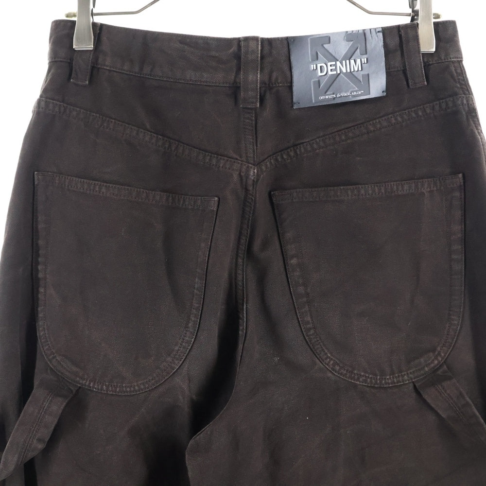 OFF-WHITE(オフホワイト) ロゴ エンブロイダリー ストレート レッグ ジーンズパンツ ブラウン OMCE04AS25FAB003