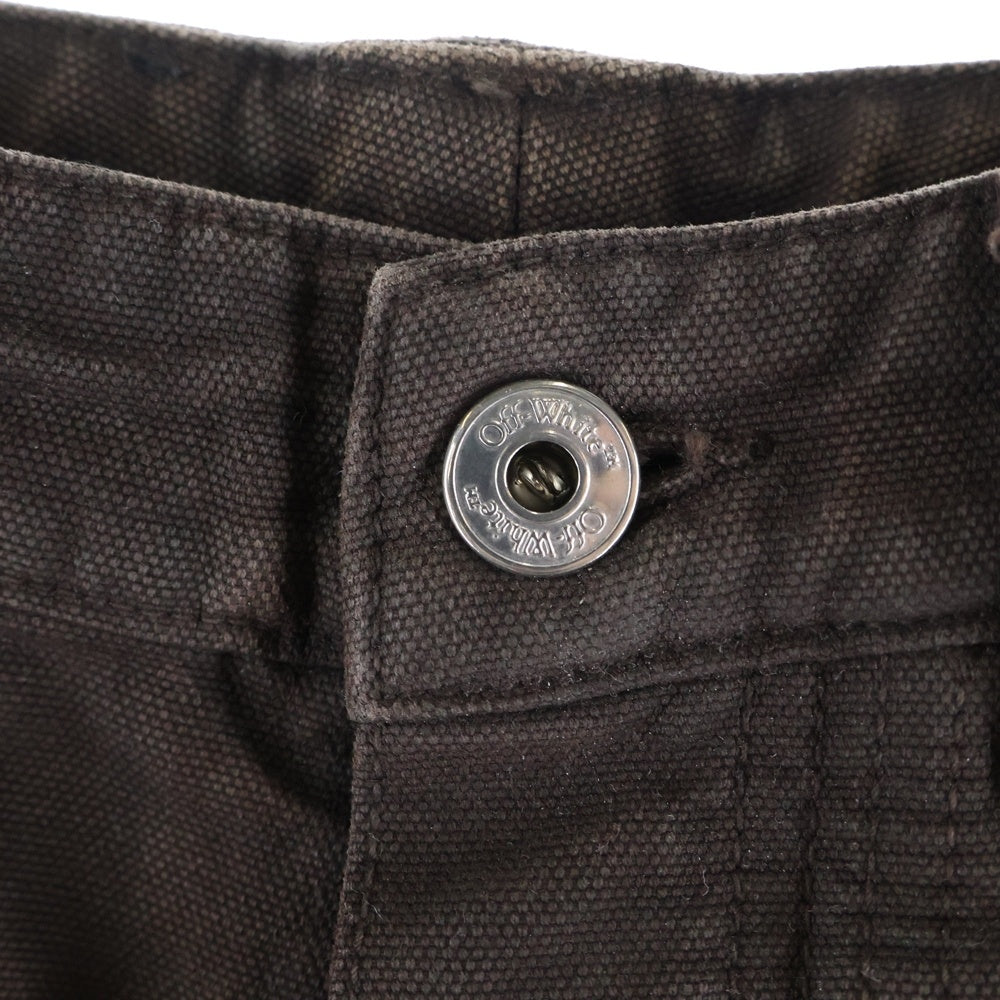 OFF-WHITE(オフホワイト) ロゴ エンブロイダリー ストレート レッグ ジーンズパンツ ブラウン OMCE04AS25FAB003