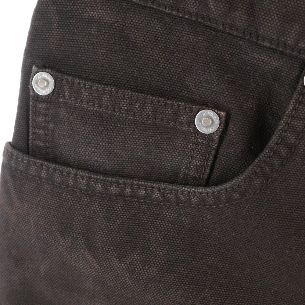 OFF-WHITE(オフホワイト) ロゴ エンブロイダリー ストレート レッグ ジーンズパンツ ブラウン OMCE04AS25FAB003