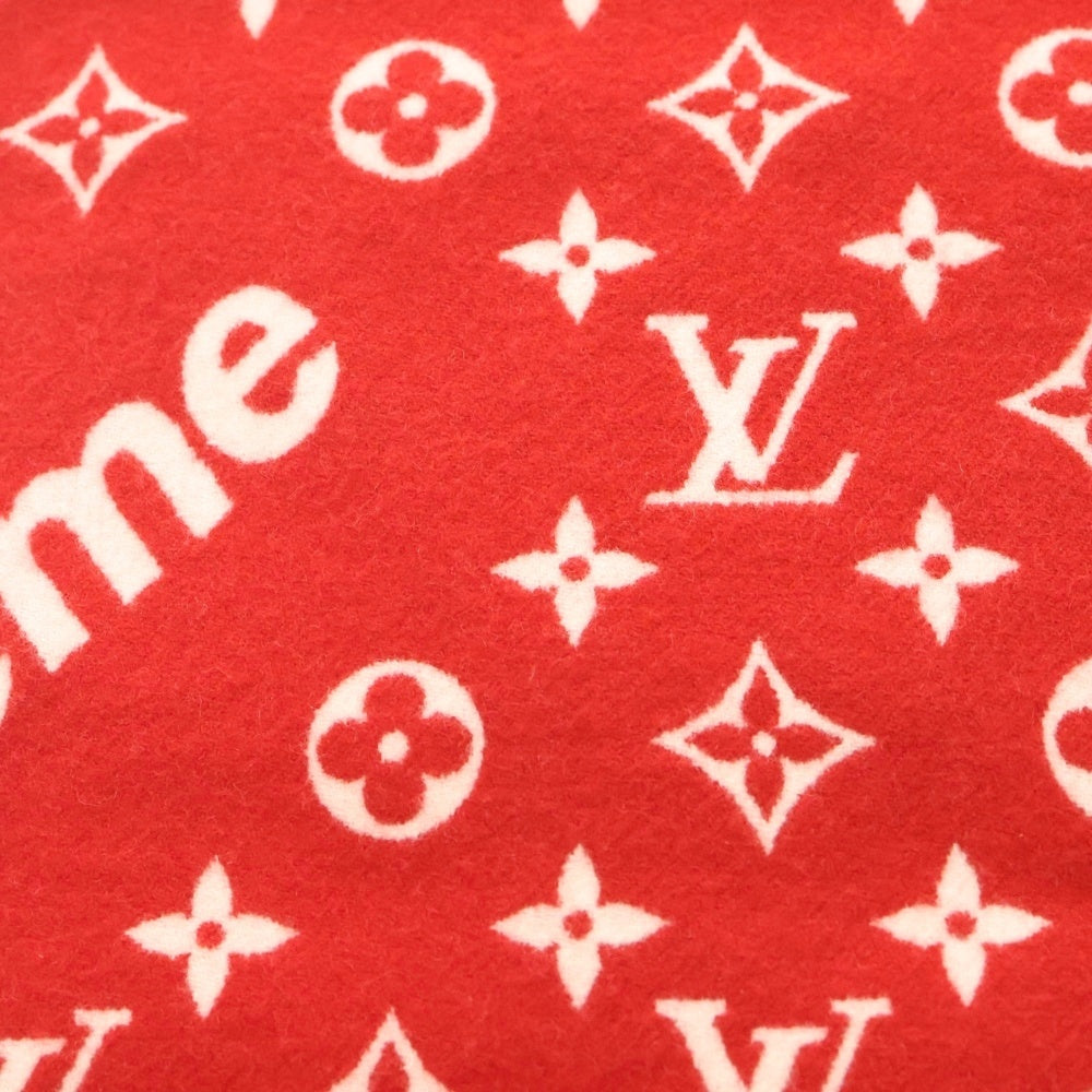 LOUIS VUITTON(ルイヴィトン) 17AW ×SUPREME Monogram Scarf シュプリーム モノグラムスカーフ カシミヤ混ウールマフラー レッド MP1890