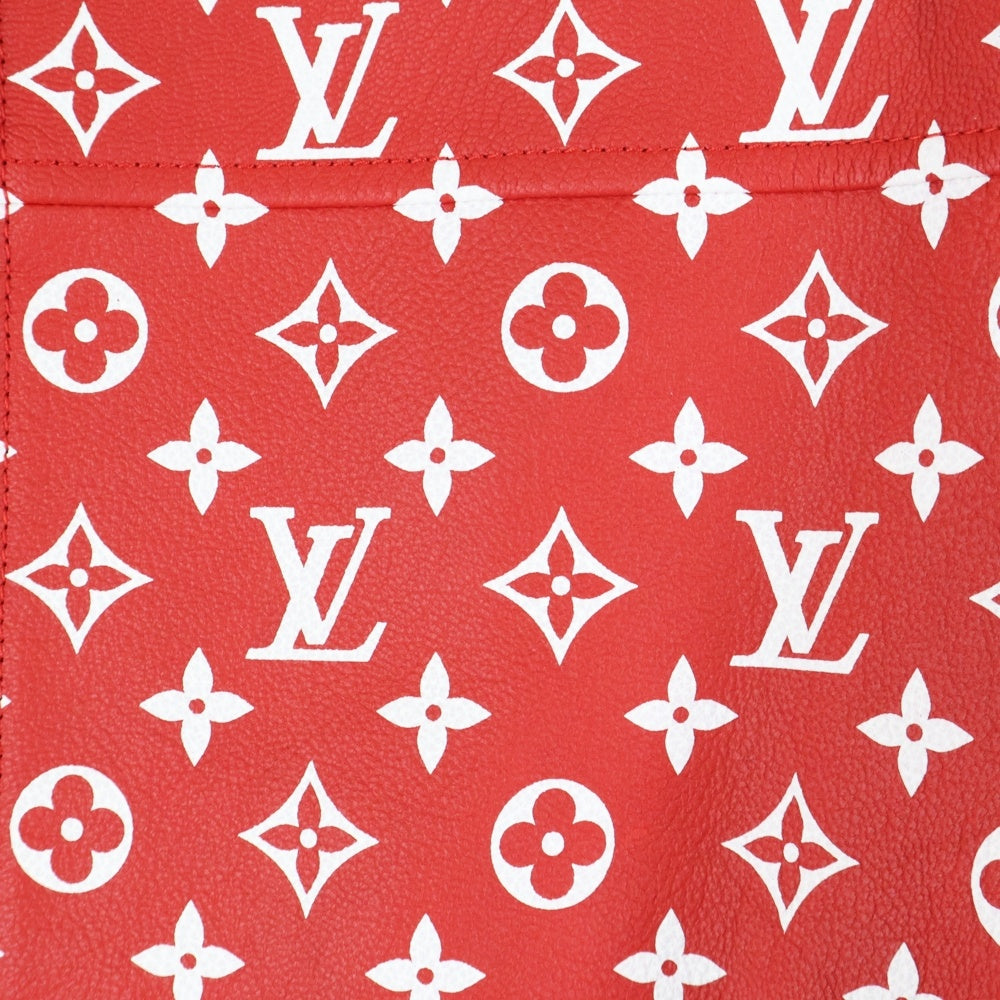 LOUIS VUITTON(ルイヴィトン) 17AW ×SUPREME Monogram LV Leather Baseball Jacket シュプリーム モノグラム レザーベースボールジャケット ボンバージャケット レッド HDL90ED0S