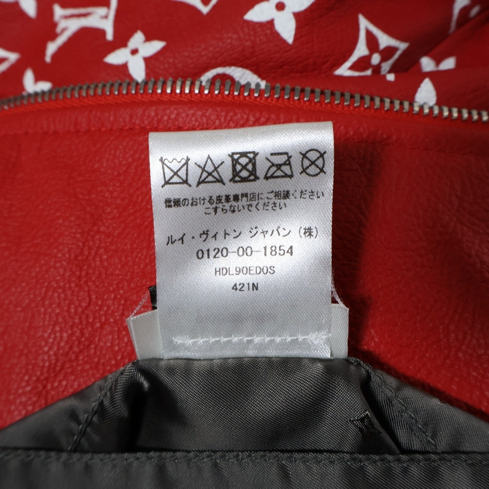 LOUIS VUITTON(ルイヴィトン) 17AW ×SUPREME Monogram LV Leather Baseball Jacket シュプリーム モノグラム レザーベースボールジャケット ボンバージャケット レッド HDL90ED0S
