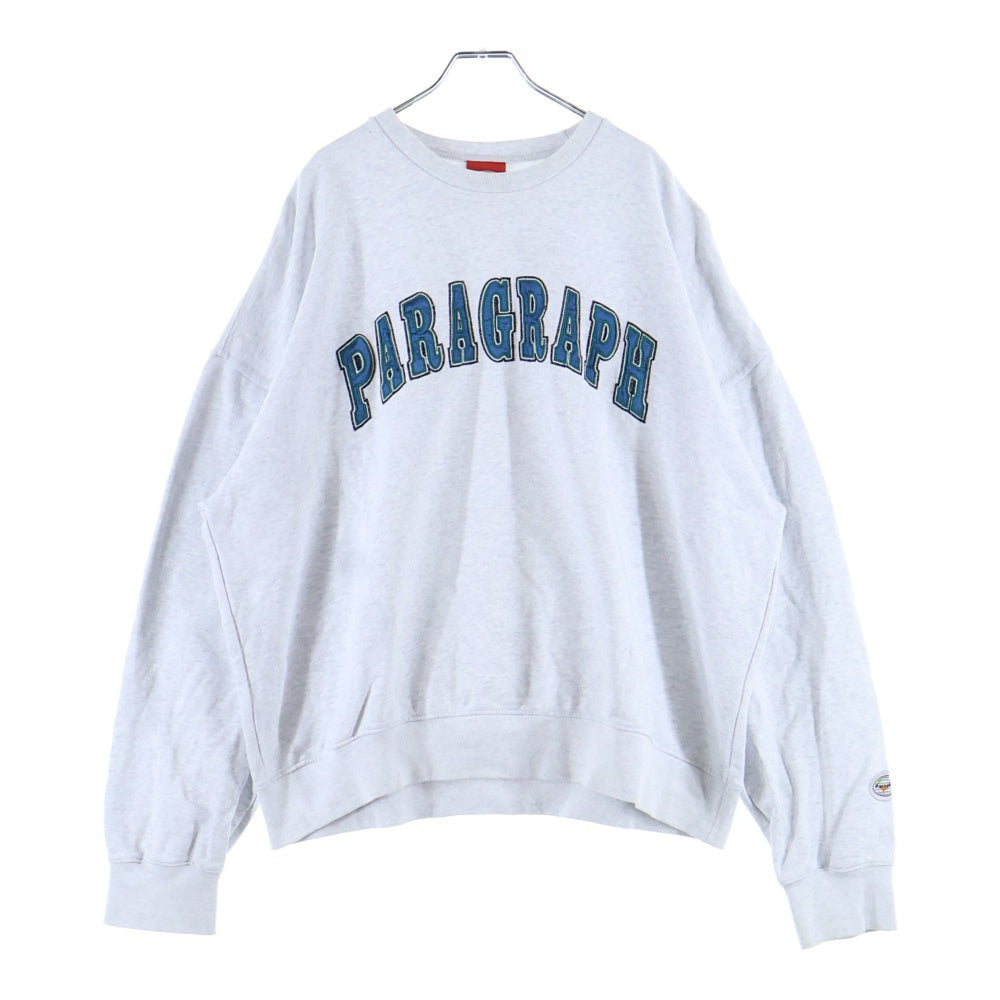 Paragraph(パラグラフ) ロゴ刺繍 クルーネックスウェット トレーナー グレー