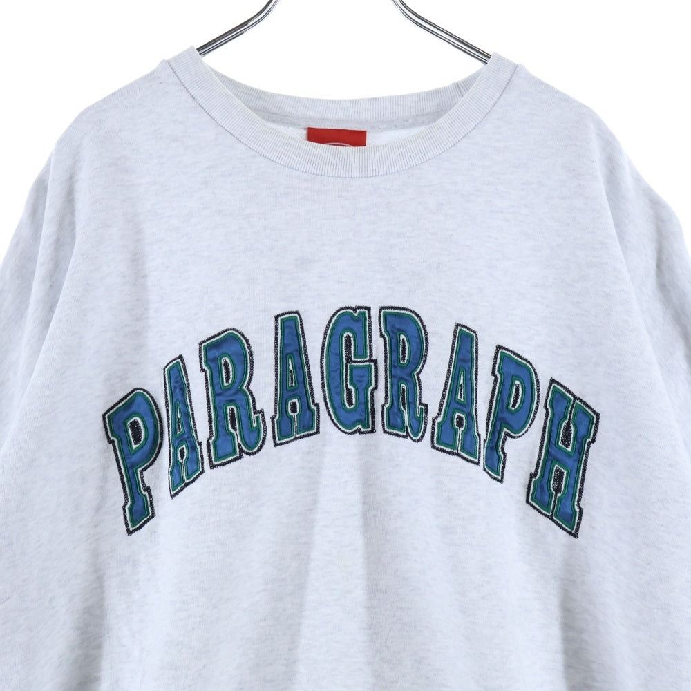 Paragraph(パラグラフ) ロゴ刺繍 クルーネックスウェット トレーナー グレー