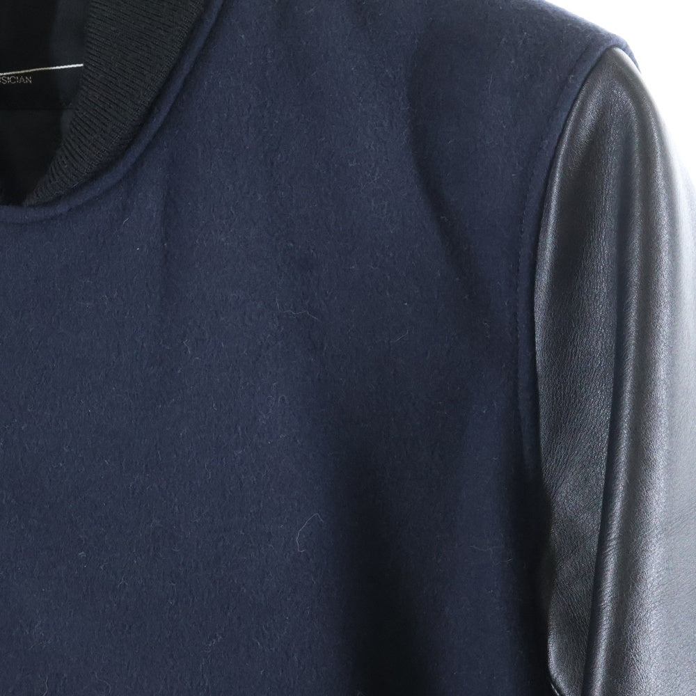 LAD MUSICIAN(ラッドミュージシャン) アームレザー切り替え スタジャン ブルゾン ブラック/ネイビー 2211-351