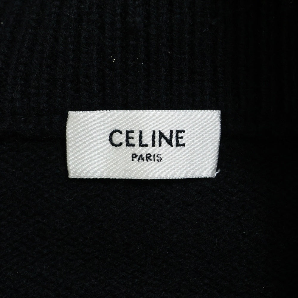 CELINE(セリーヌ) トリオンフ刺繍 ハーフジップウールセーター ジップセーター ブラック 2ADBH048T