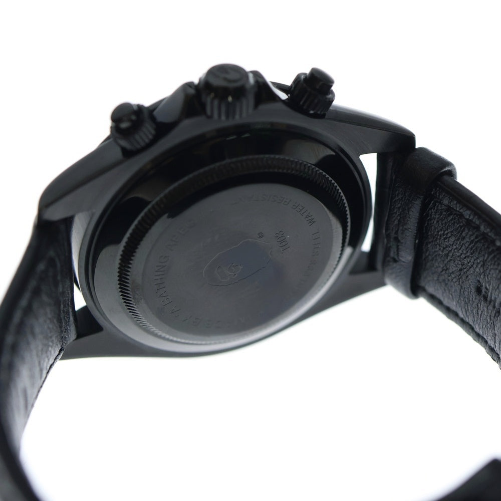 A BATHING APE(アベイシングエイプ) 1ST CAMO TYPE 3 BAPEX カモ文字盤 SS×レザー/QZ