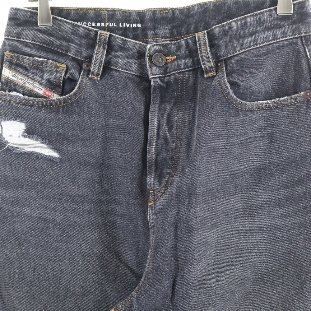 DIESEL(ディーゼル) Relaxed Jeans D-Sire ダメージ加工 ワイドデニムパンツ ブラック 007F6