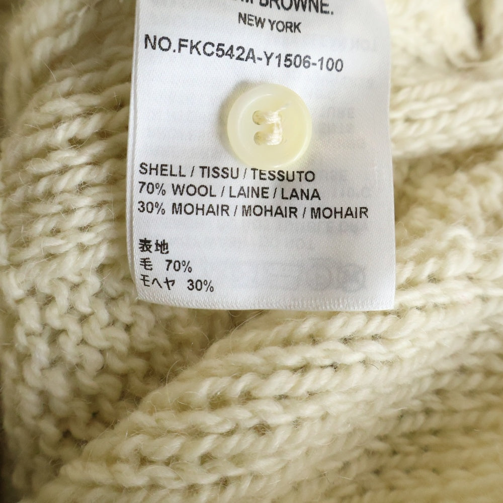 THOM BROWNE(トムブラウン) ジュガード刺繍 ラウンドネックカーディガン ニット ホワイト FKC542A レディース