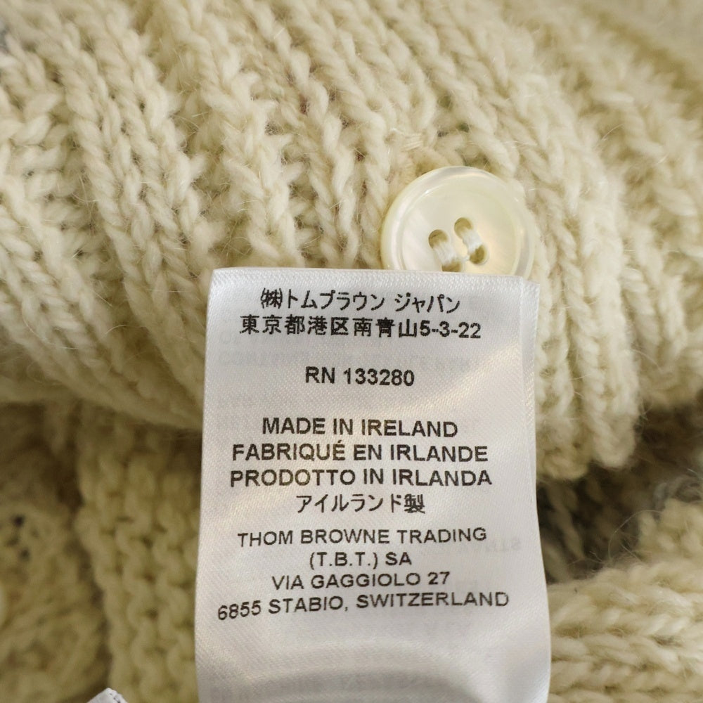 THOM BROWNE(トムブラウン) ジュガード刺繍 ラウンドネックカーディガン ニット ホワイト FKC542A レディース