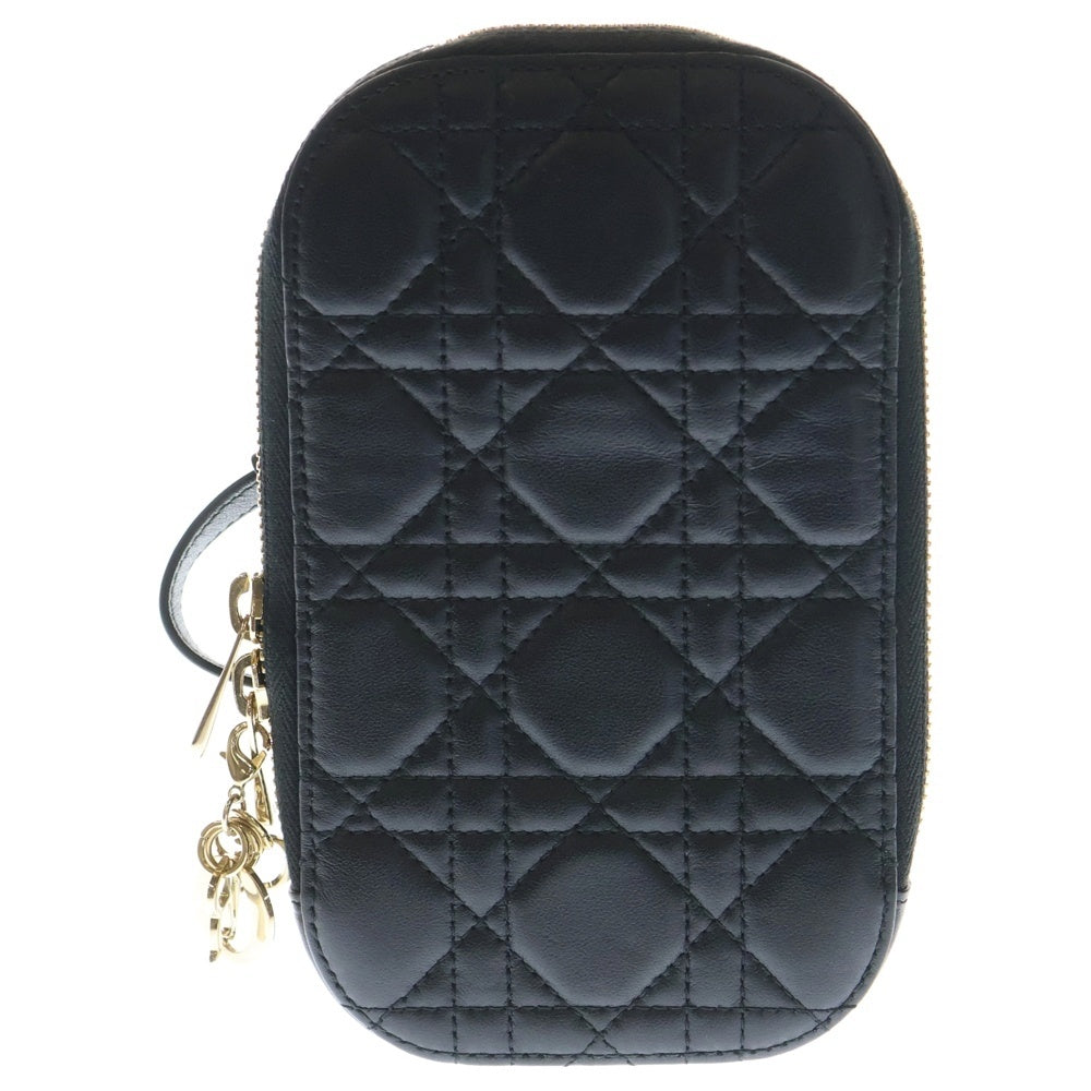 Christian Dior(クリスチャンディオール) ラムスキン カナージュ フォンホルダー ショルダーバッグ ブラック