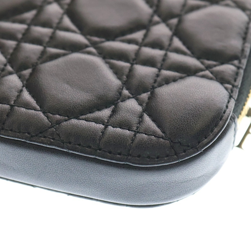 Christian Dior(クリスチャンディオール) ラムスキン カナージュ フォンホルダー ショルダーバッグ ブラック