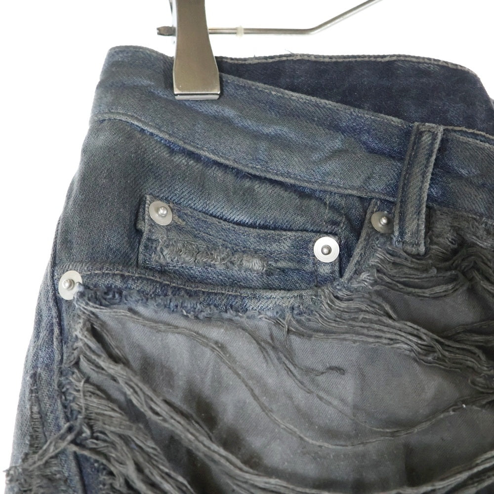 Rick Owens DRKSHDW(リックオウエンス ダークシャドウ) BIAS BOOTS CUT バイアスブーツカットジーンズ デニムパンツ ブルー DU01352-DFOSH