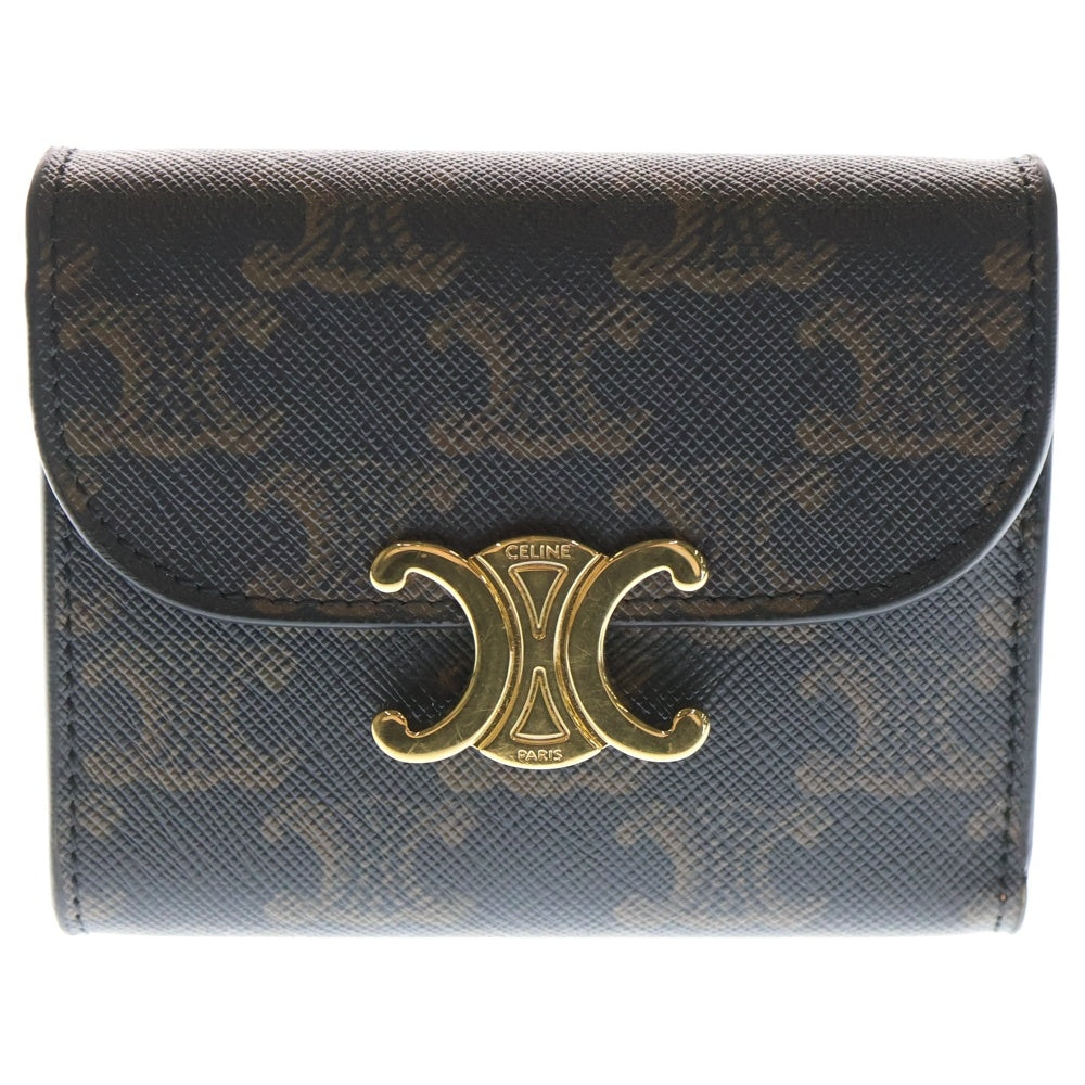 CELINE(セリーヌ) トリオンフ PVCレザースモールフラップウォレット 財布 ブラウン