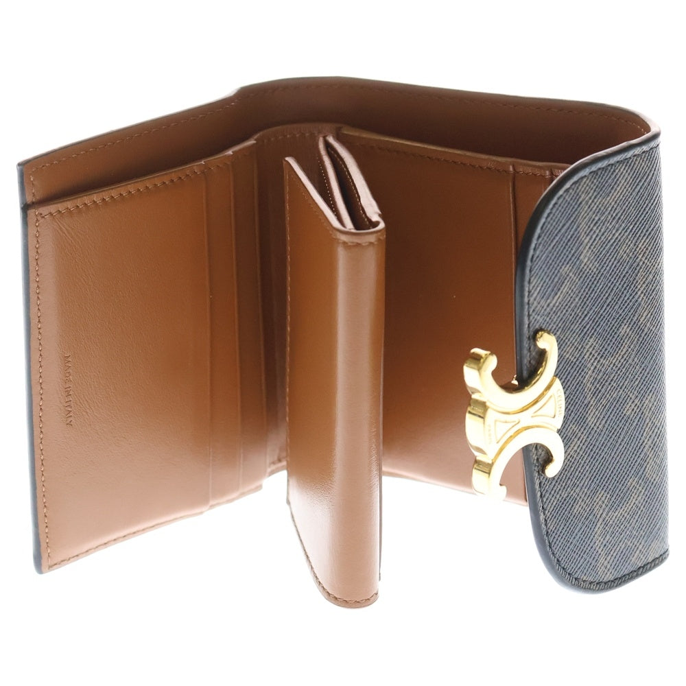 CELINE(セリーヌ) トリオンフ PVCレザースモールフラップウォレット 財布 ブラウン