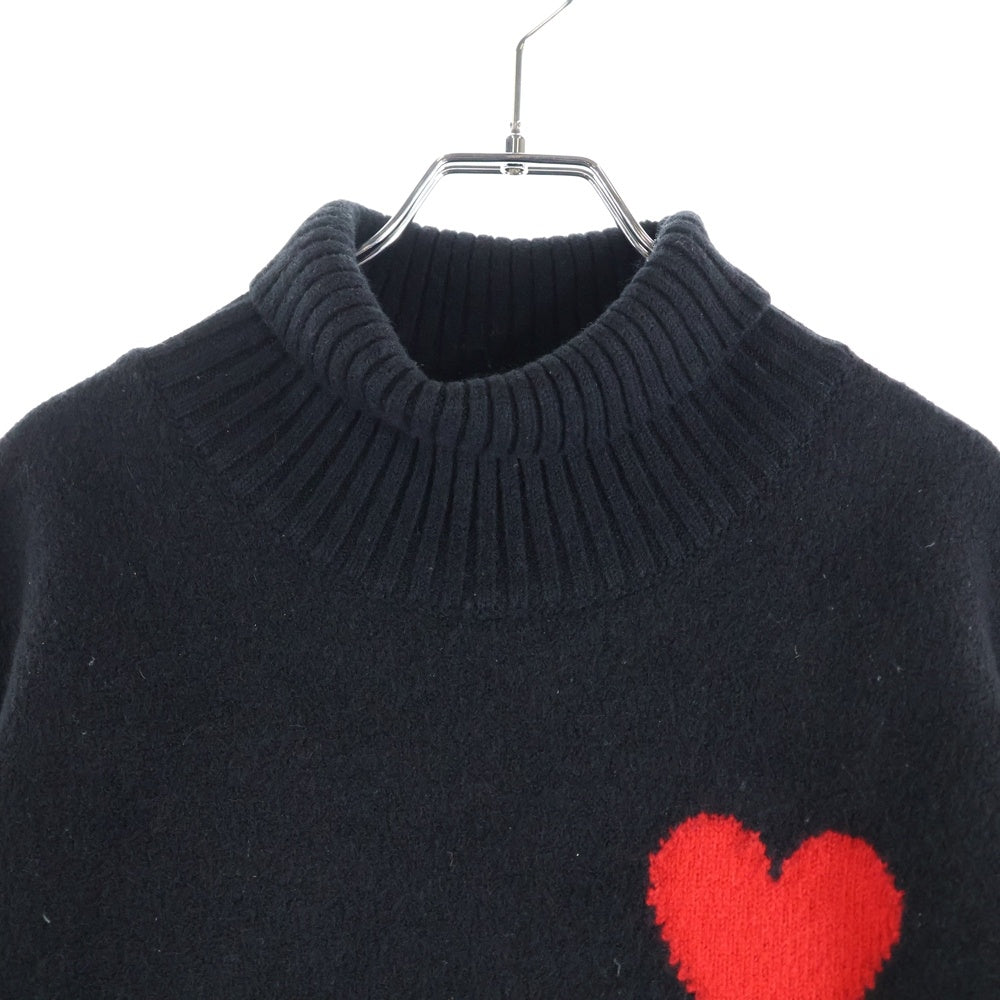 ami paris(アミパリス) ハートロゴタートルネックニット セーター ブラック H21K203.018