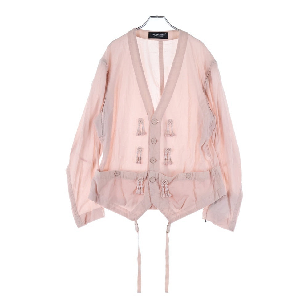 UNDERCOVER(アンダーカバー) 25SS ボイルローンビーズパーツ付きノーカラージャケット テーラードジャケット ピンク UC1E4202