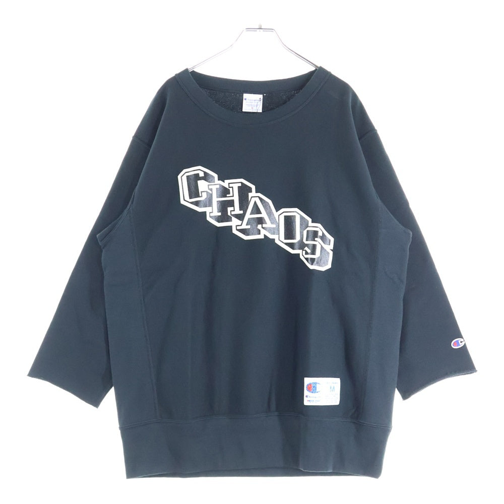 UNDERCOVER(アンダーカバー) ×Champion チャンピオン オーバーサイズ 7分袖 リバースウィーブ スウェットトレーナー ブラック C8-B010