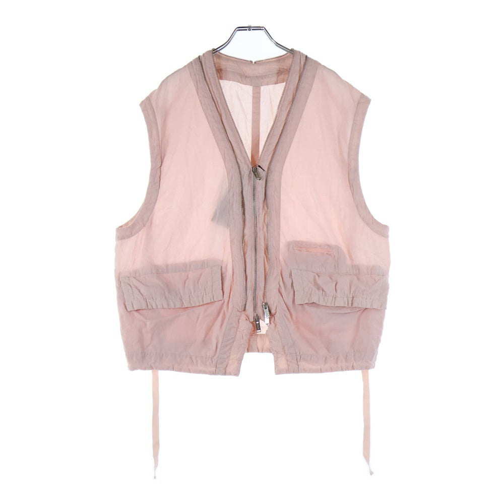 UNDERCOVER(アンダーカバー) 25SS Vネック Wジップ ガーゼベスト ピンク UC1E4001