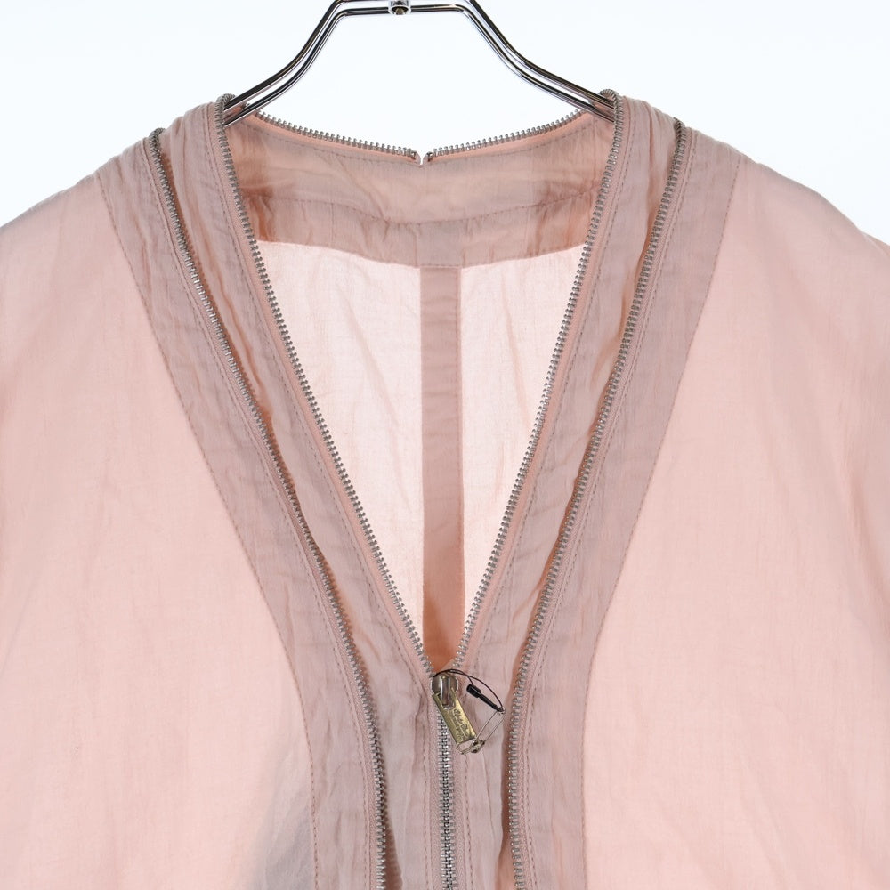 UNDERCOVER(アンダーカバー) 25SS Vネック Wジップ ガーゼベスト ピンク UC1E4001