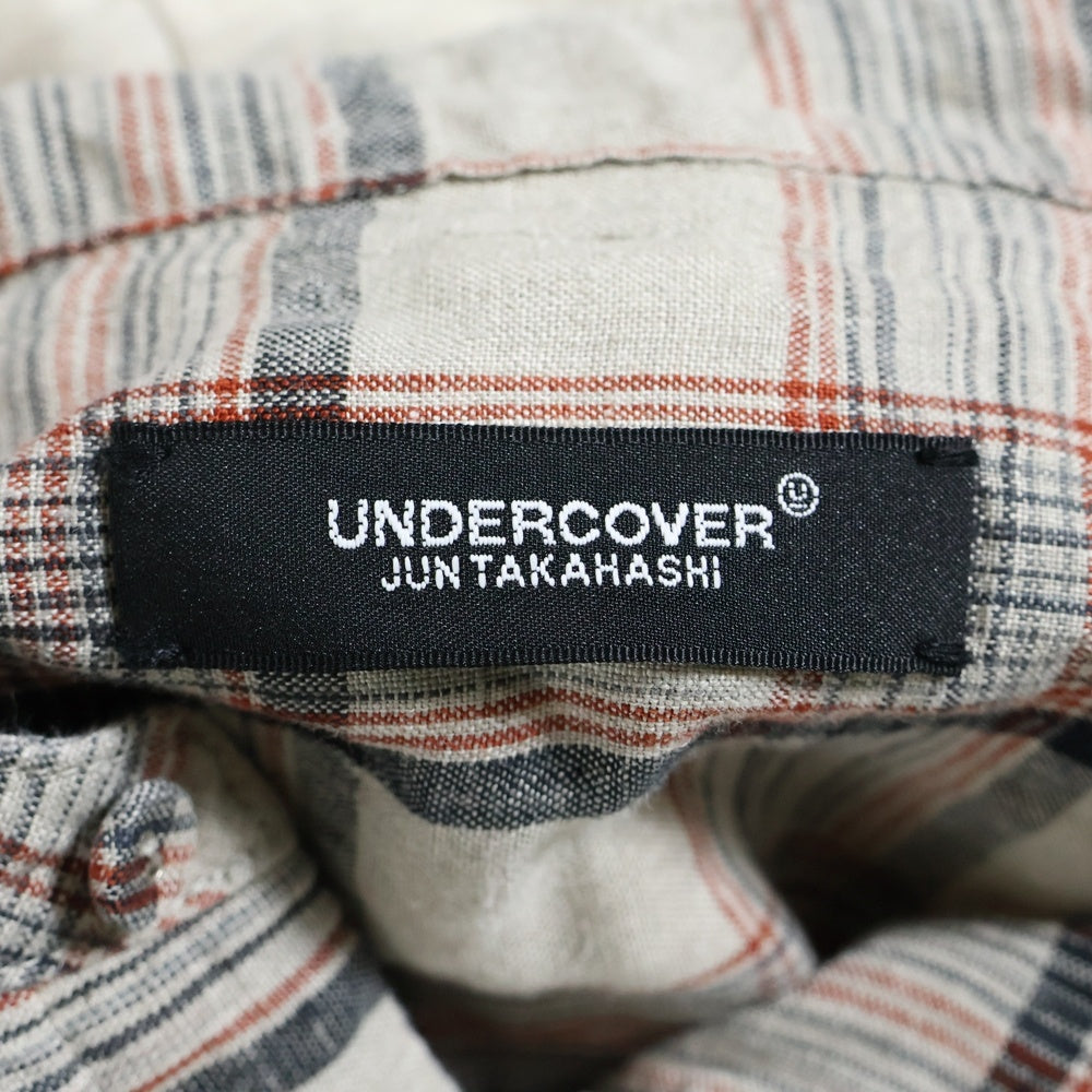UNDERCOVER(アンダーカバー) フード付き長袖シャツ プルオーバーチェックシャツ ベージュ UC1E4406