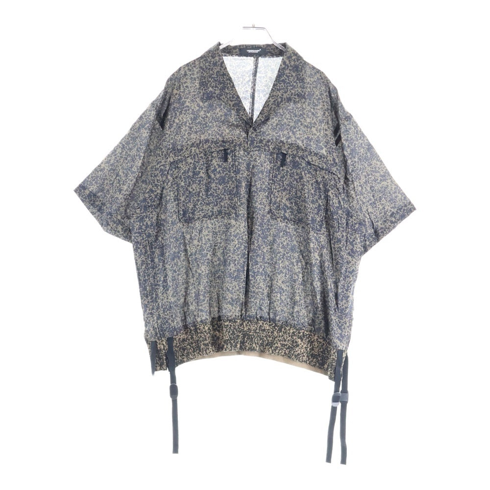 UNDERCOVER(アンダーカバー) 25SS 総柄 レーヨン半袖開襟シャツ オープンカラーシャツ ブラック UC1E4405