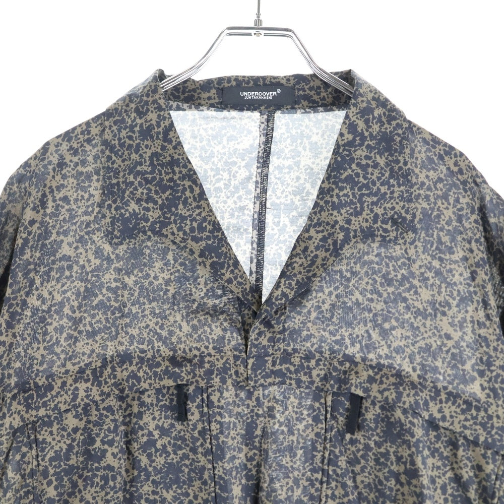 UNDERCOVER(アンダーカバー) 25SS 総柄 レーヨン半袖開襟シャツ オープンカラーシャツ ブラック UC1E4405