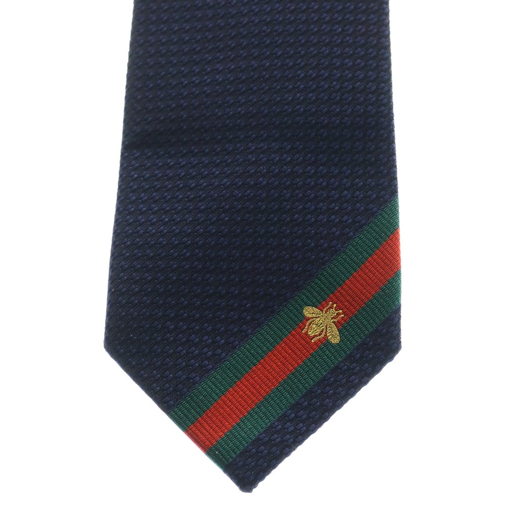 GUCCI(グッチ) ビー刺繍 シェリーライン ネクタイ ネイビー 456510