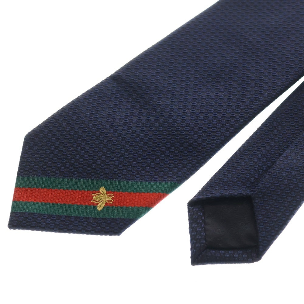 GUCCI(グッチ) ビー刺繍 シェリーライン ネクタイ ネイビー 456510 GUCCI(グッチ) ビー刺繍 シェリーライン ネクタイ ネイビー 456510