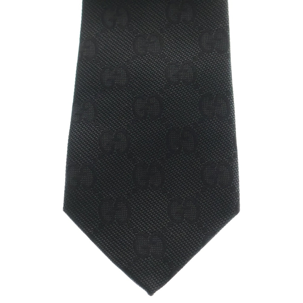 GUCCI(グッチ) GGスプリーム 総柄デザイン シルクネクタイ ブラック 761668