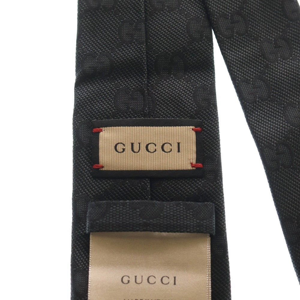 GUCCI(グッチ) GGスプリーム 総柄デザイン シルクネクタイ ブラック 761668