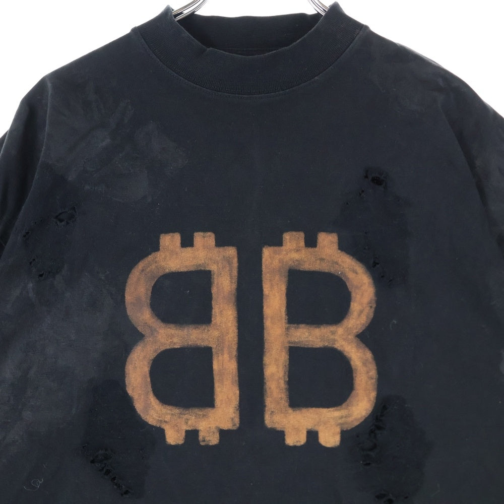 BALENCIAGA(バレンシアガ) BBロゴ デストロイ加工 半袖Tシャツ