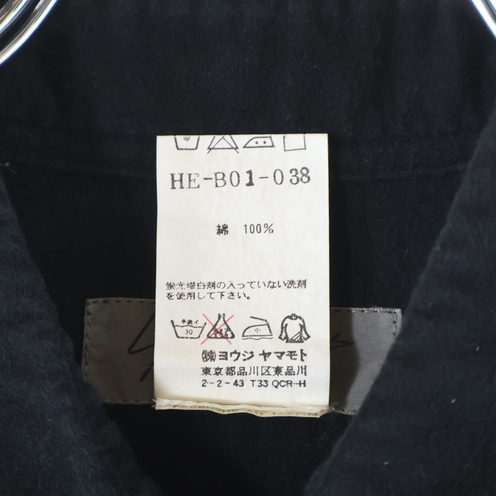 Yohji Yamamoto POUR HOMME(ヨウジヤマモト プールオム) 長袖シャツ コットンシャツ ブラック HE-B01-038