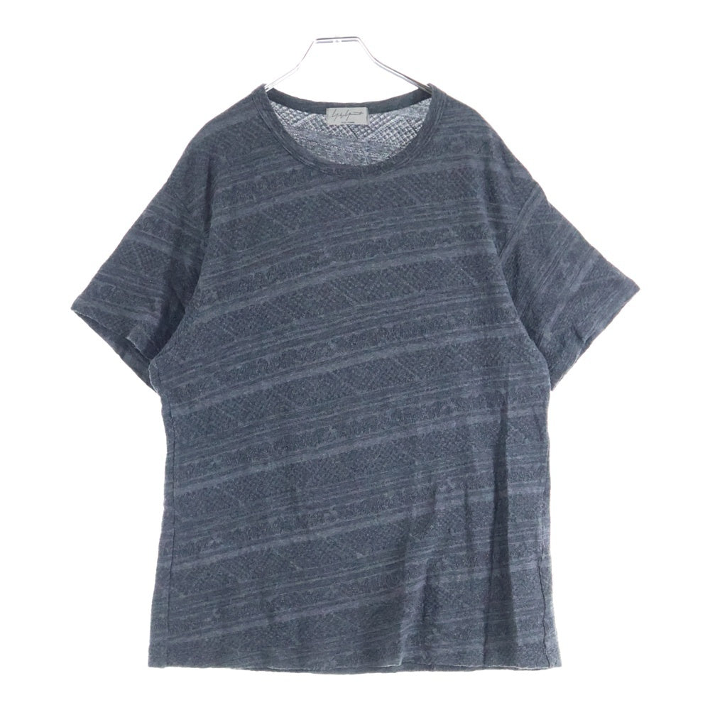 Yohji Yamamoto POUR HOMME(ヨウジヤマモト プールオム) 21AW ロゴ刺繍 半袖Tシャツ カットソー グレー HX-T82-557