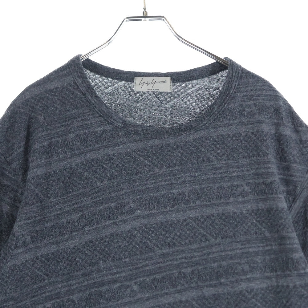 Yohji Yamamoto POUR HOMME(ヨウジヤマモト プールオム) 21AW ロゴ刺繍 半袖Tシャツ カットソー グレー HX-T82-557