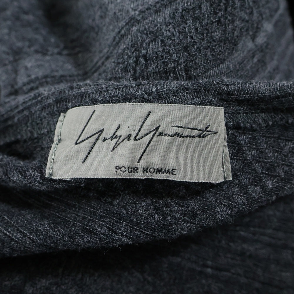 Yohji Yamamoto POUR HOMME(ヨウジヤマモト プールオム) 21AW ロゴ刺繍 半袖Tシャツ カットソー グレー HX-T82-557