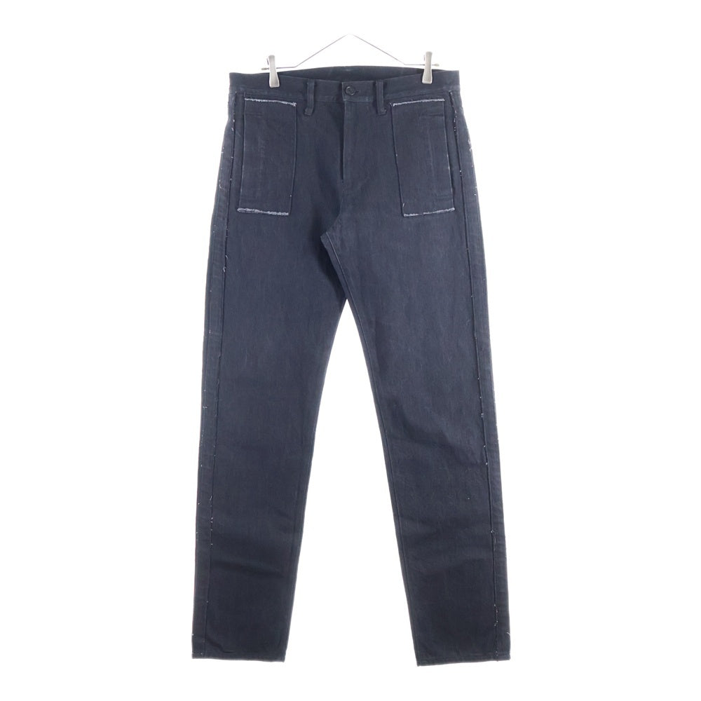Yohji Yamamoto POUR HOMME(ヨウジヤマモト プールオム) ダメージ加工 ブラックデニムパンツ ストレートパンツ ブラック HD-P61-032