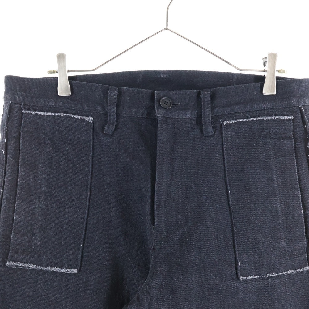 Yohji Yamamoto POUR HOMME(ヨウジヤマモト プールオム) ダメージ加工 ブラックデニムパンツ ストレートパンツ ブラック HD-P61-032