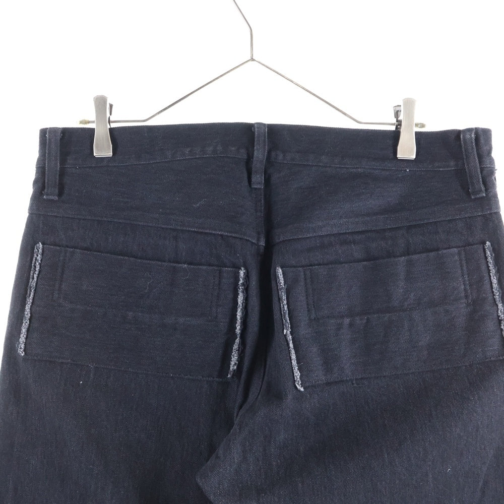 Yohji Yamamoto POUR HOMME(ヨウジヤマモト プールオム) ダメージ加工 ブラックデニムパンツ ストレートパンツ ブラック HD-P61-032