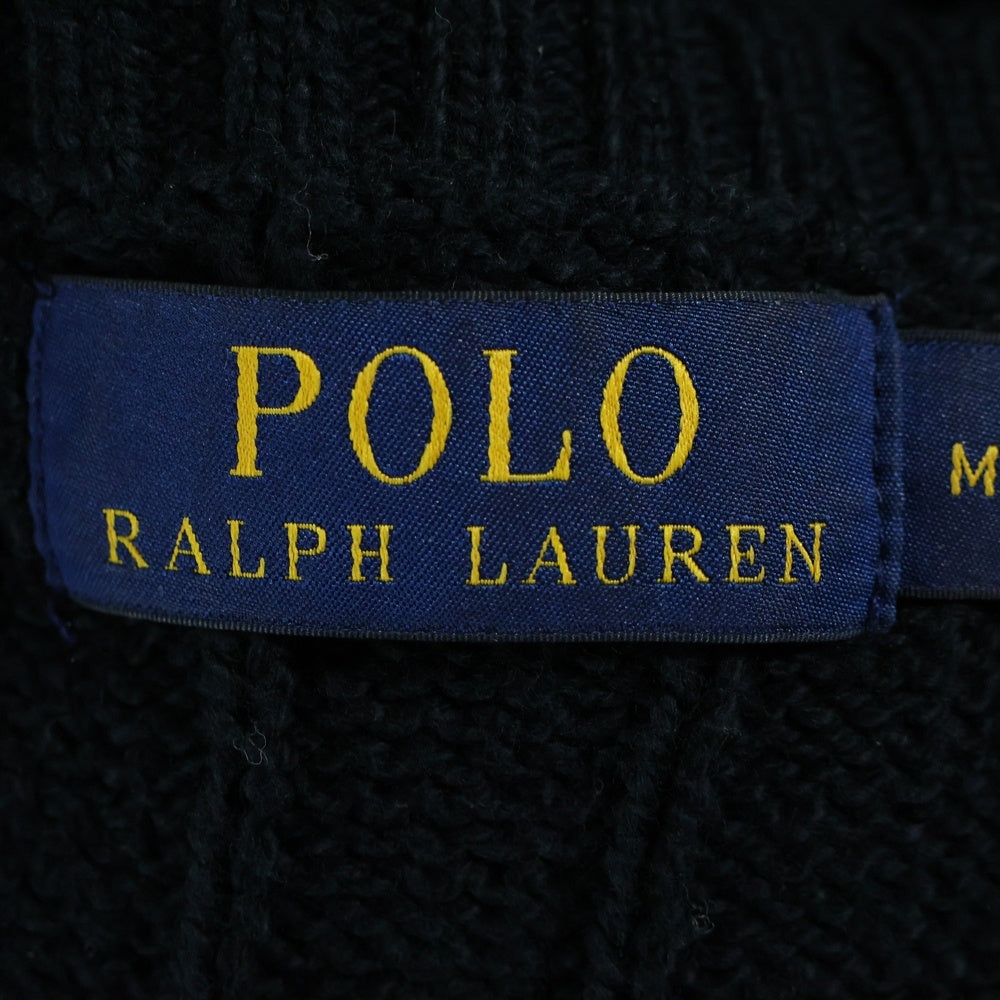 POLO RALPH LAUREN(ポロラルフローレン) ワンポイント刺繍 ケーブルニット セーター ブラック