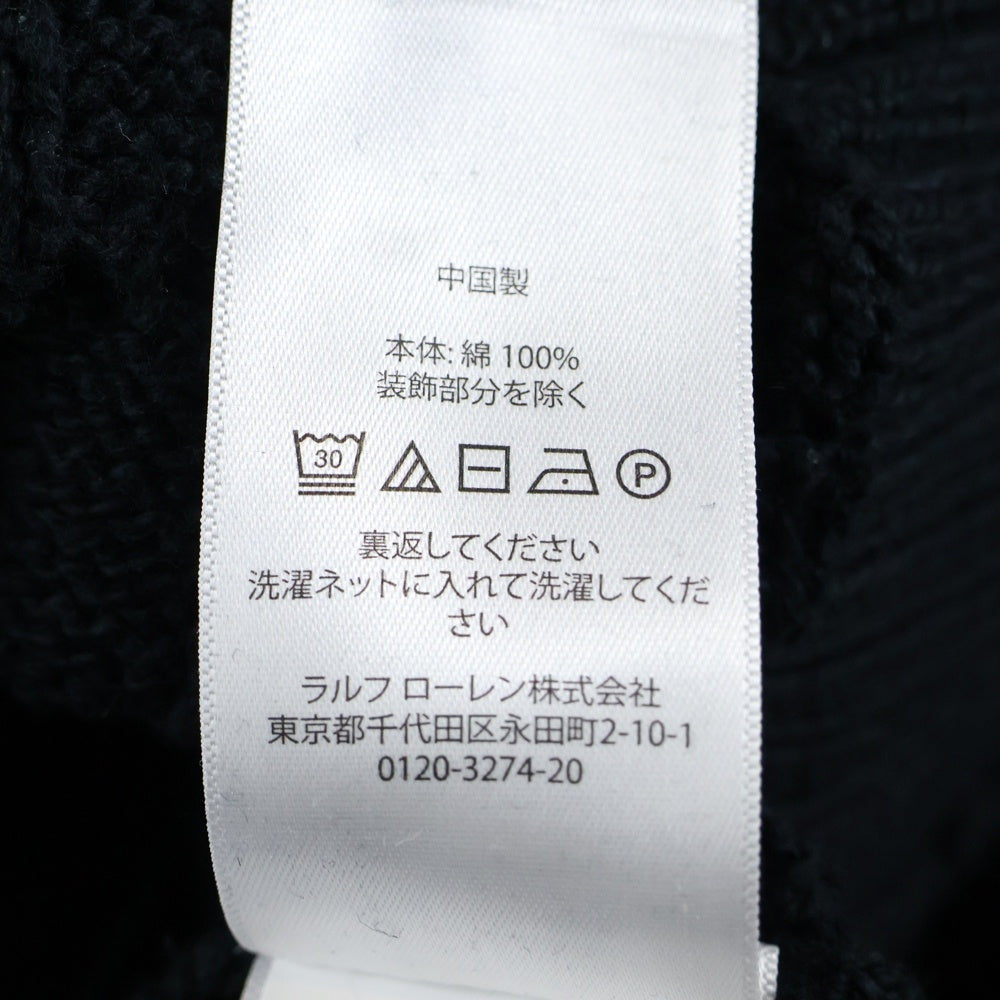 POLO RALPH LAUREN(ポロラルフローレン) ワンポイント刺繍 ケーブルニット セーター ブラック